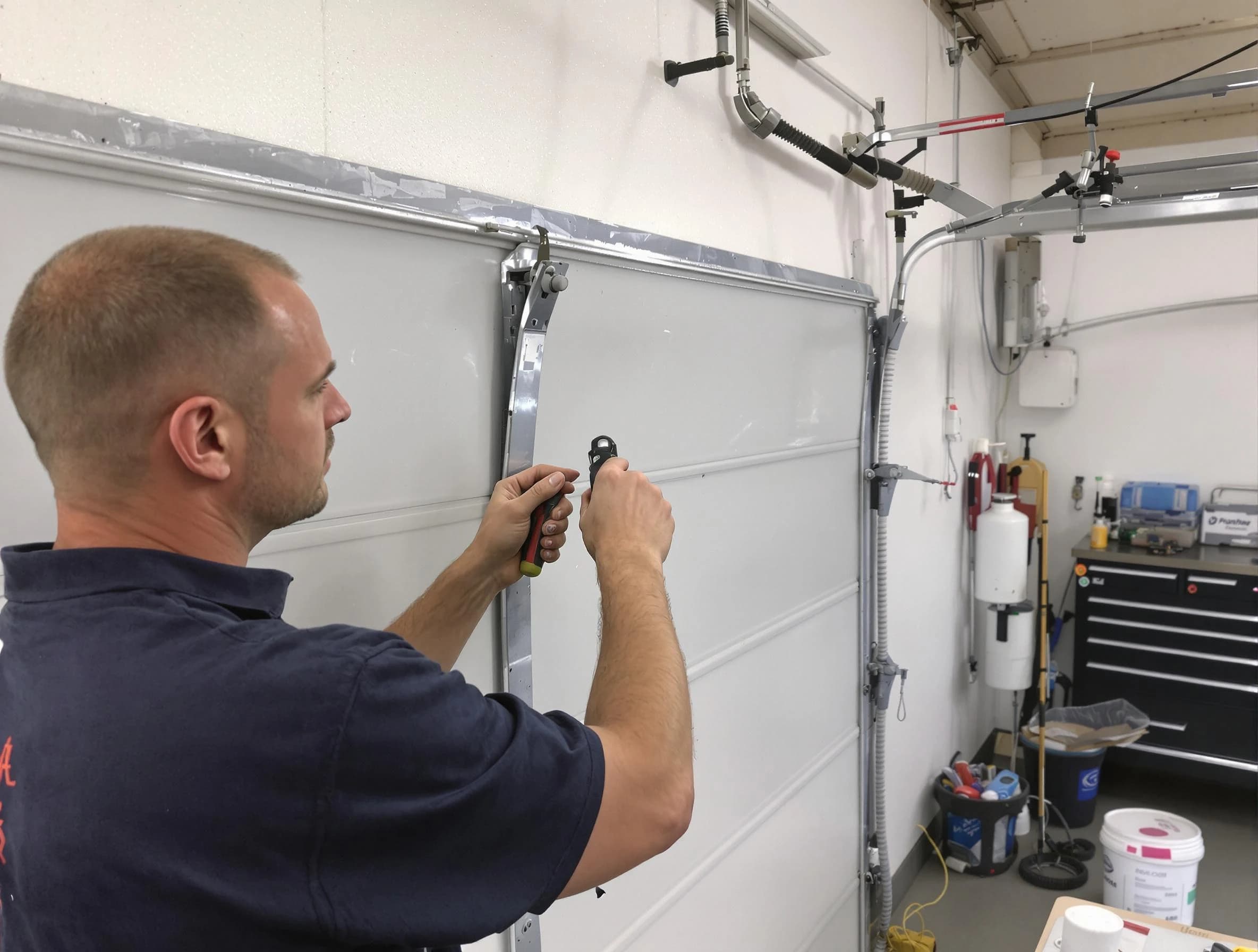 Before and after garage door dent repair by Eden Prairie Garage Door Repair in Eden Prairie