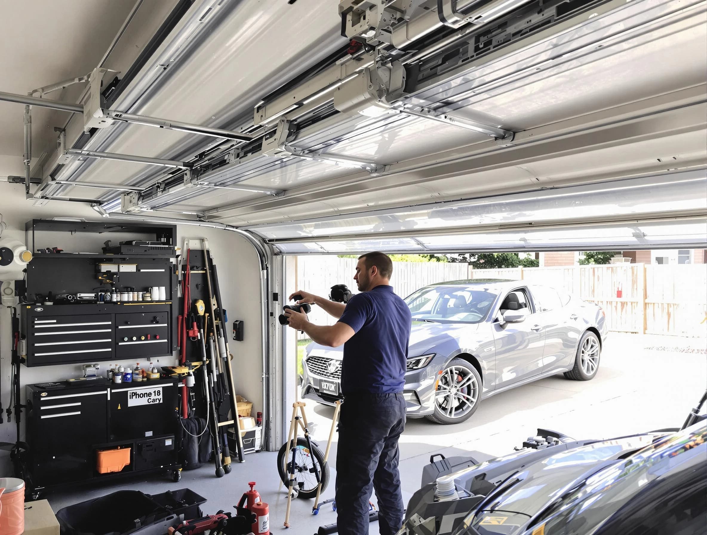Eden Prairie Garage Door Repair technician fixing noisy garage door in Eden Prairie