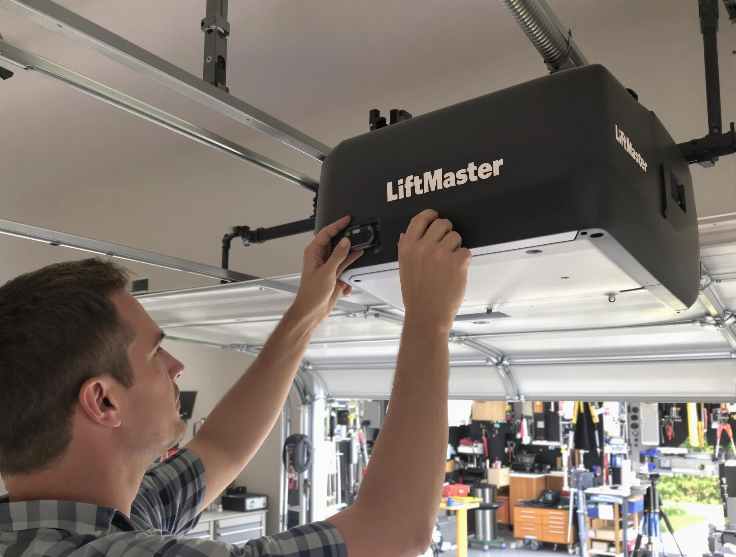 Eden Prairie Garage Door Repair technician repairing garage door opener in Eden Prairie