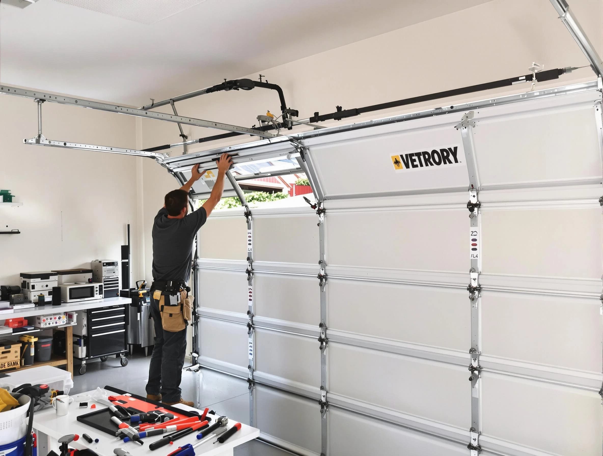 Eden Prairie Garage Door Repair technician performing section replacement in Eden Prairie