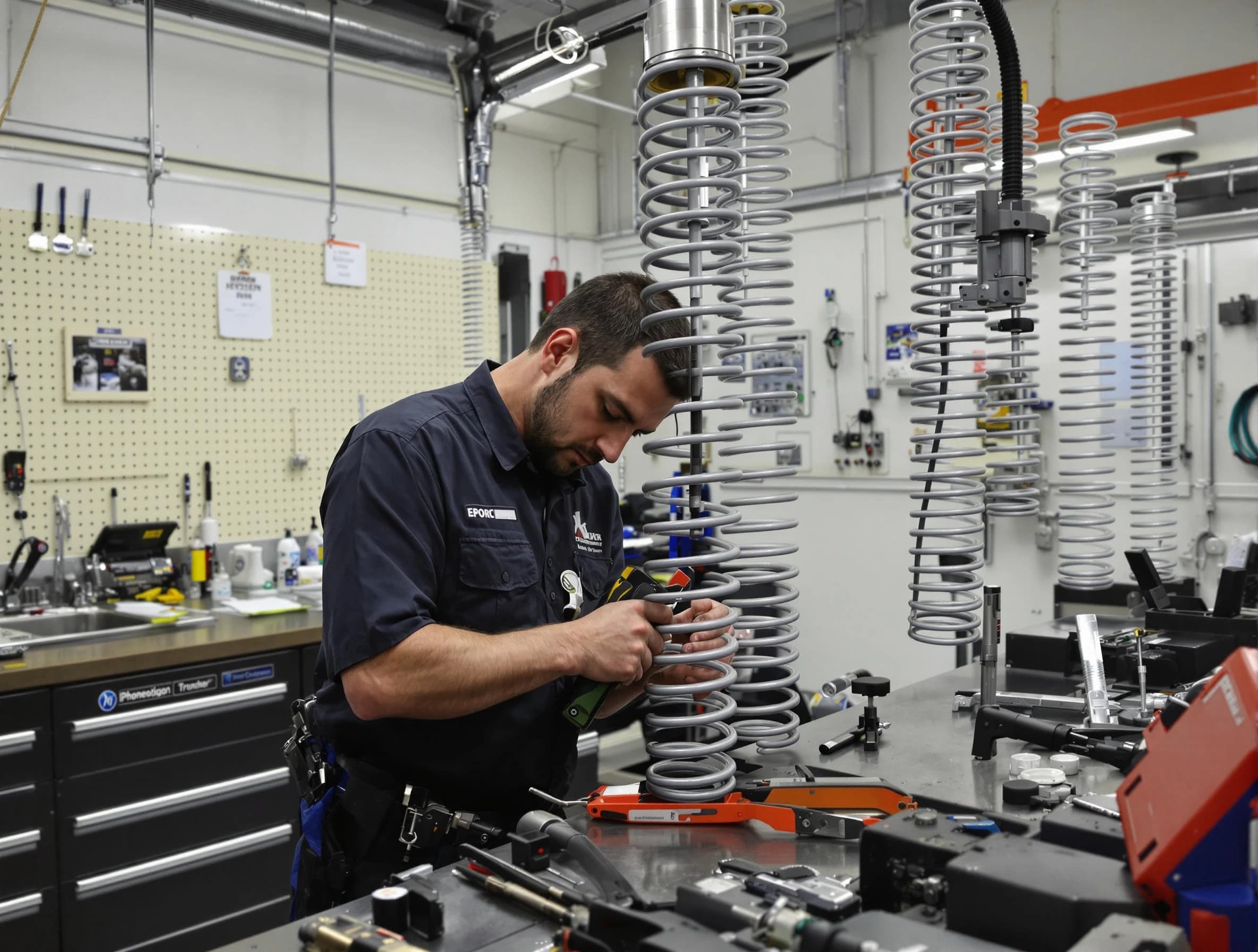 Eden Prairie Garage Door Repair technician performing spring repair in Eden Prairie