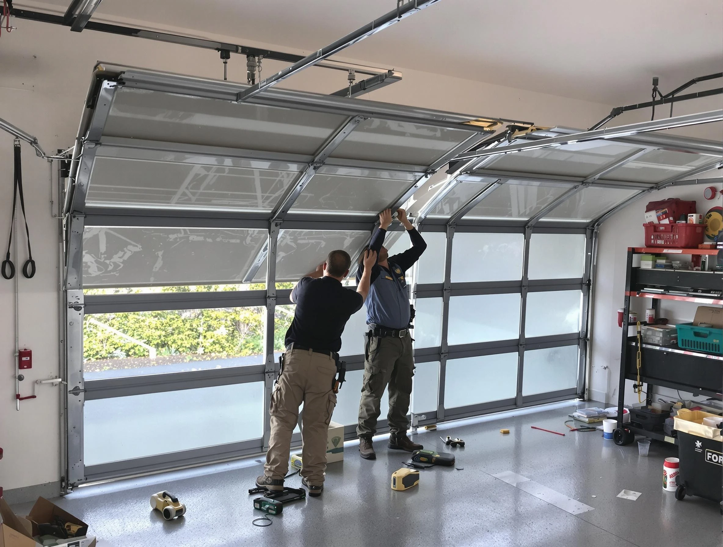 Eden Prairie Garage Door Repair expert performing precise panel replacement on Eden Prairie garage door